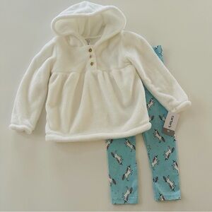 Carter’s 4T Toddler Girl Sherpa Hoodie & Unicorn Pants Set Outfit NWT